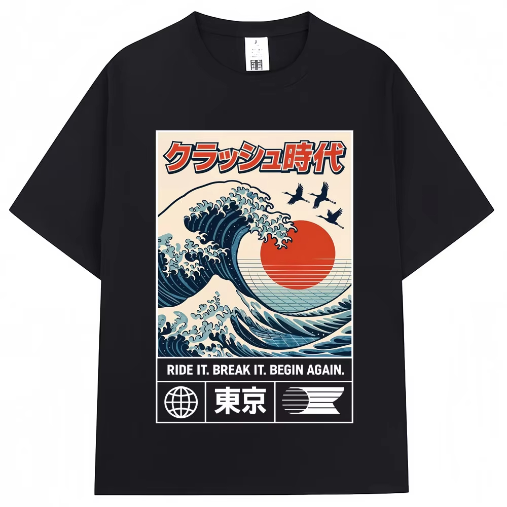 Vintage Fashion In Tokyo - Camiseta Gráfica Estilo Japonês Hokkaido Wave