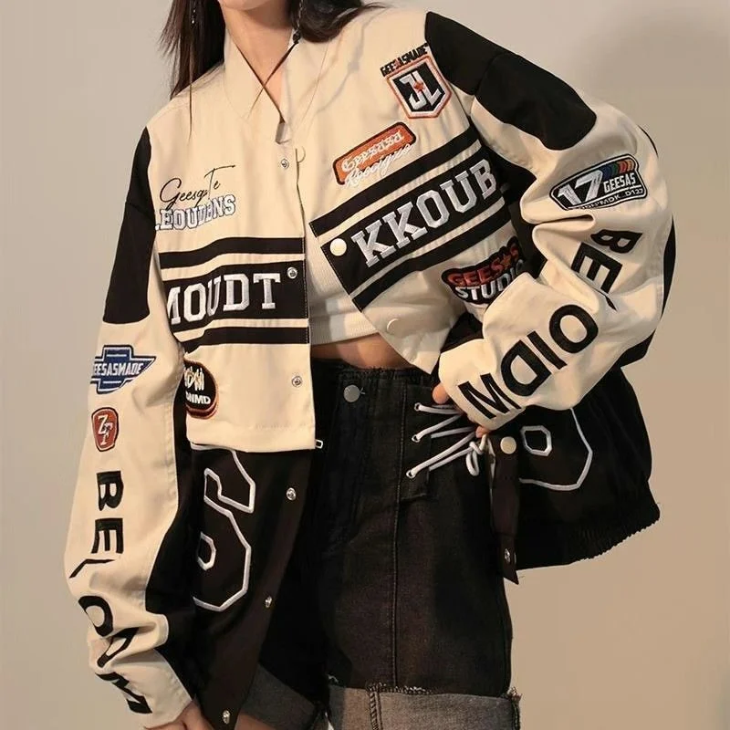 Varsity Jacket Wool - Jaqueta bomber de grande envergadura feminina,