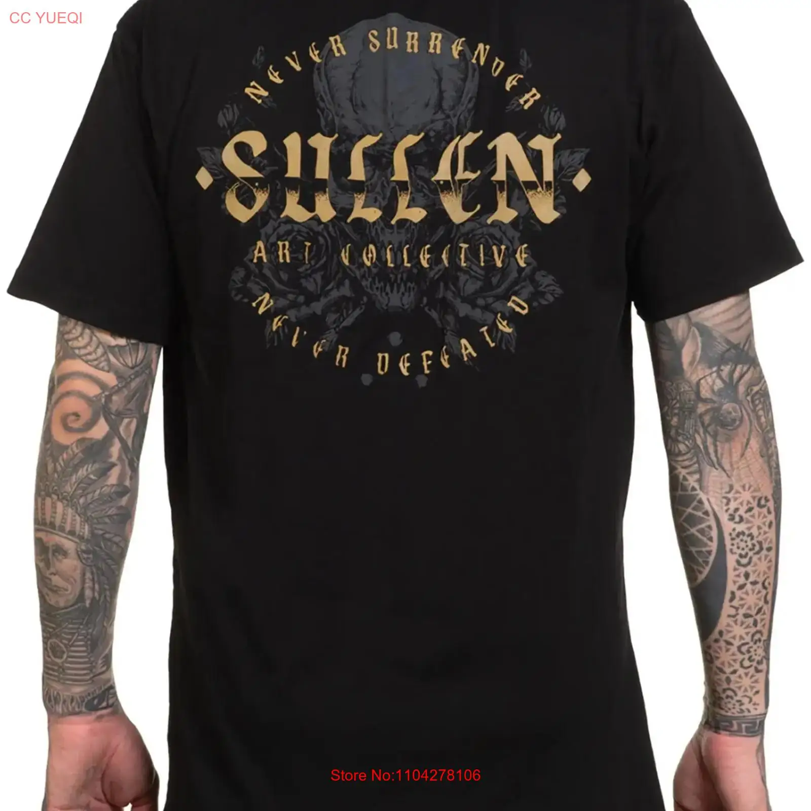 Vintage Fashion Logos - Camiseta Premium Masculina Sullen Never Defeated