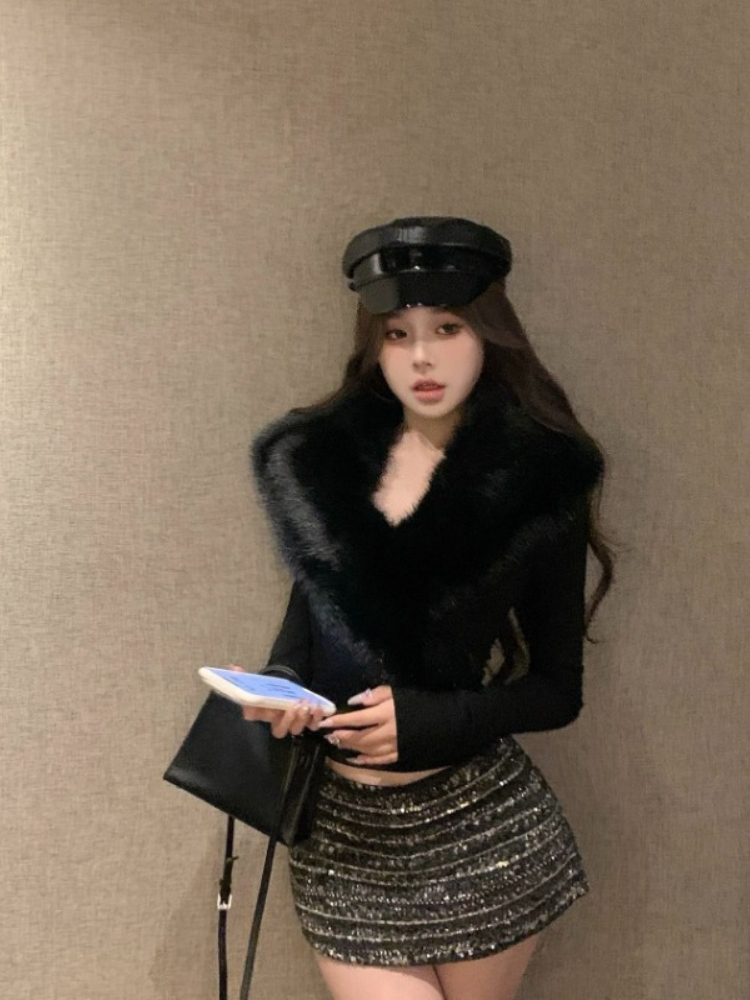Retro Vintage Korean Fashion - Americano vintage quente menina high-end inverno