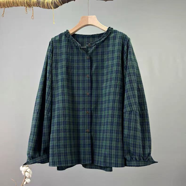 Vintage Fashion In Japan - Camisa xadrez feminina japonesa 2026, 100%
