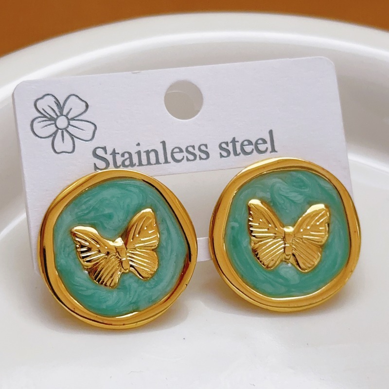 Brincos de Borboleta Redondos  - Retro Vintage Korean Fashion avaliação e preço