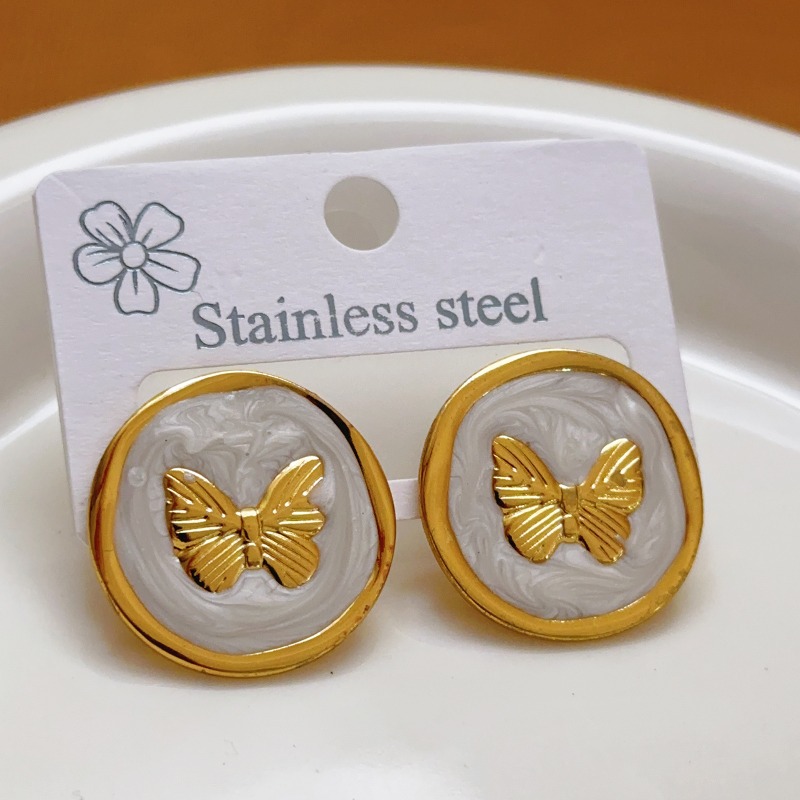 Brincos de Borboleta Redondos  - Retro Vintage Korean Fashion avaliação e preço
