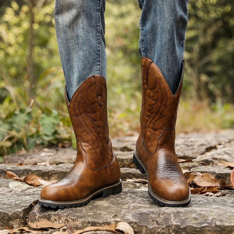 Botas de cowboy masculinas gót - Vintage Fashion Design avaliação e preço