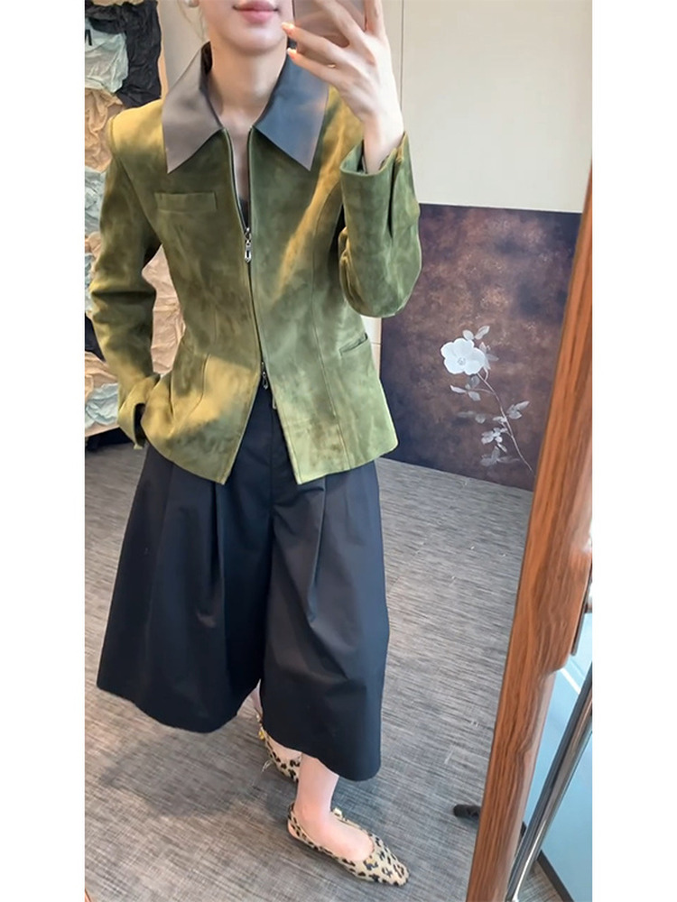 Jaqueta Feminina de Camurça Ve - Retro Vintage Korean Fashion avaliação e preço