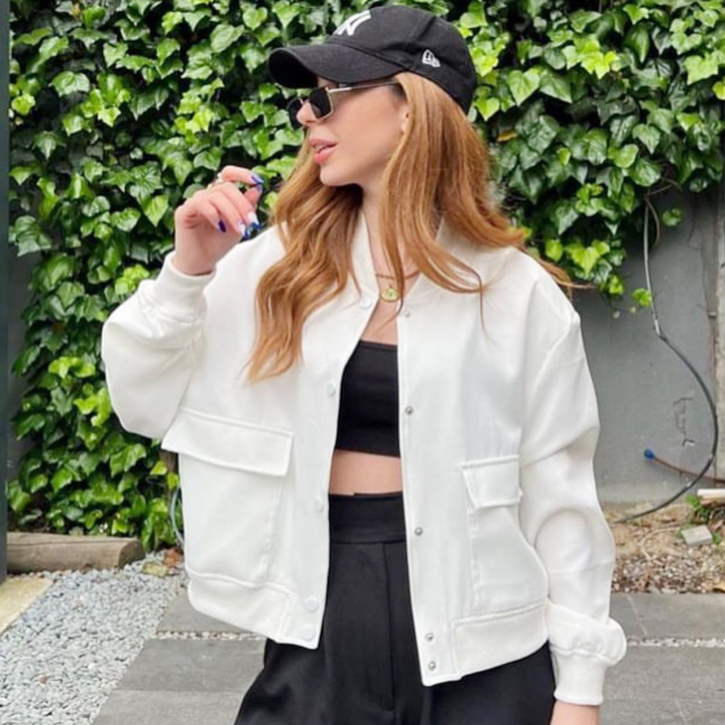 Hxao jaqueta bomber feminina c - Varsity Jacket Wool avaliação e preço