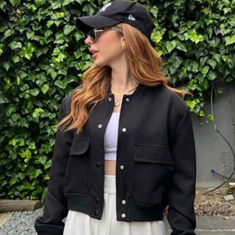 Hxao jaqueta bomber feminina c - Varsity Jacket Wool avaliação e preço