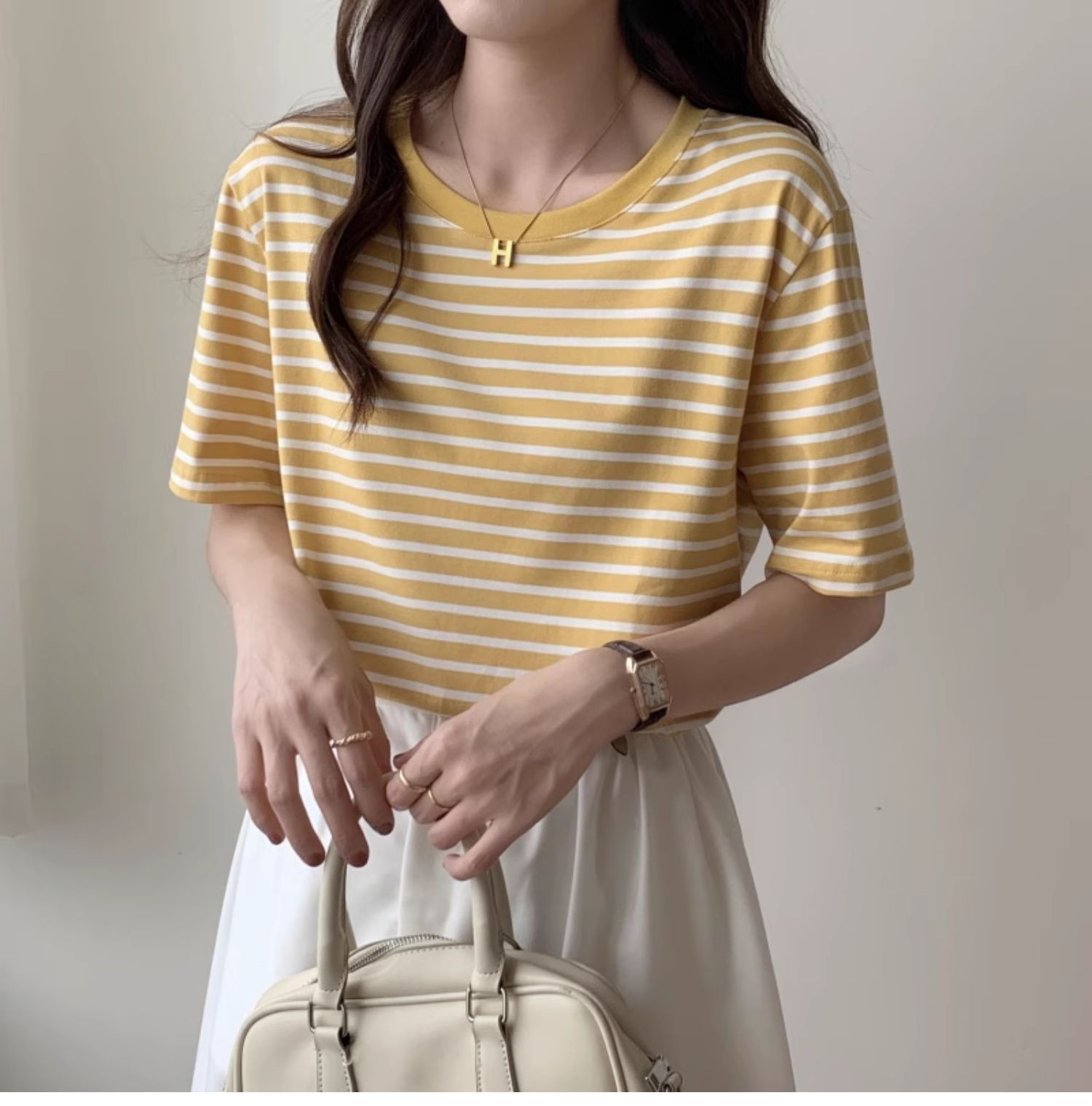 Camiseta Vintage Listrada Femi - Retro Vintage Korean Fashion avaliação e preço