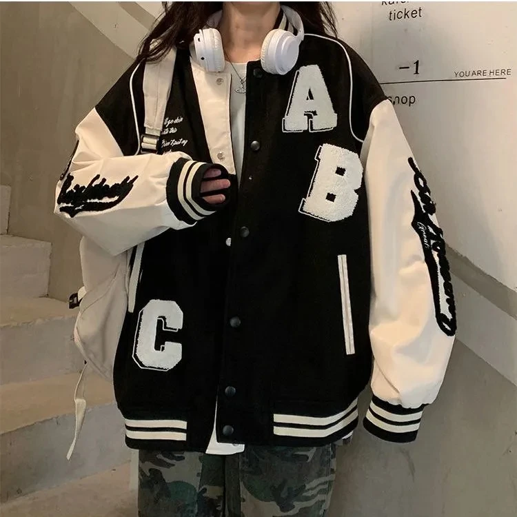 Y2k jaqueta bomber de lã de co - Varsity Jacket Wool avaliação e preço