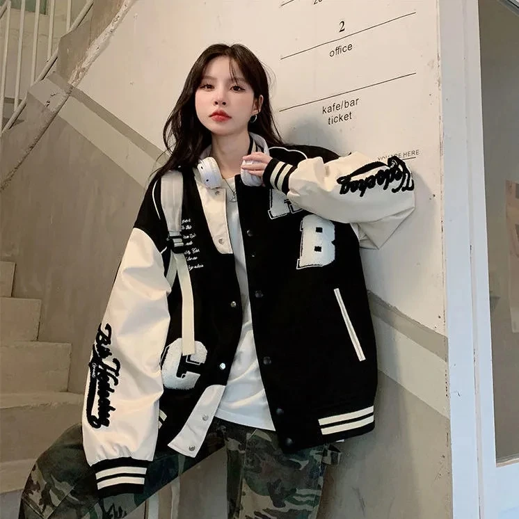 Y2k jaqueta bomber de lã de co - Varsity Jacket Wool avaliação e preço