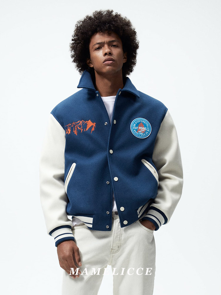 Jaqueta bordada vintage americ - Varsity Jacket Wool avaliação e preço