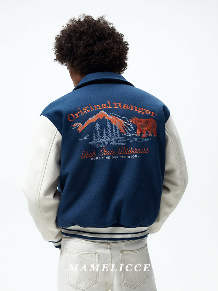 Jaqueta bordada vintage americ - Varsity Jacket Wool avaliação e preço